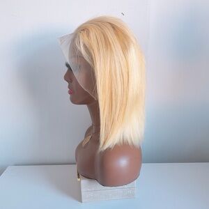 12” Blonde human Hair Lace Front Wig